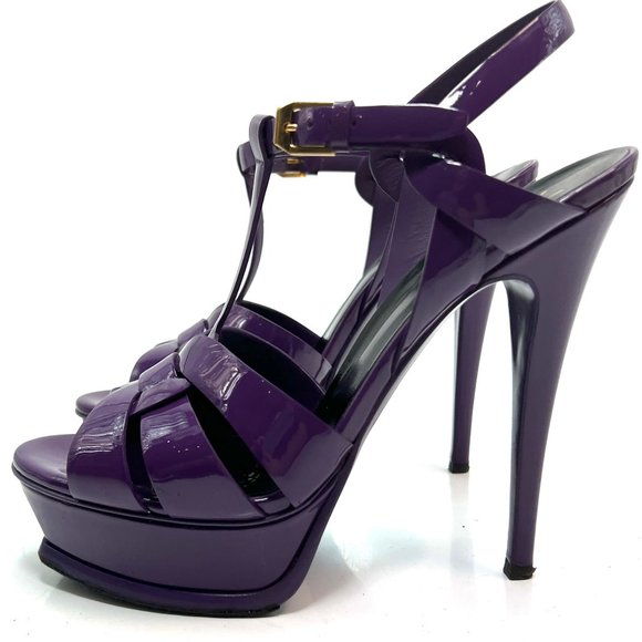 🌷❤️‍🔥SPRING SALE 🔥 FINAL PRICE Saint Laurent Tribute Purple Patent Sandal 39 - Picture 1 of 10